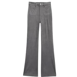 NWT The Gap SZ.26 High Rise Vegan Suede Retro ’70s Flare Jeans Pants Grey